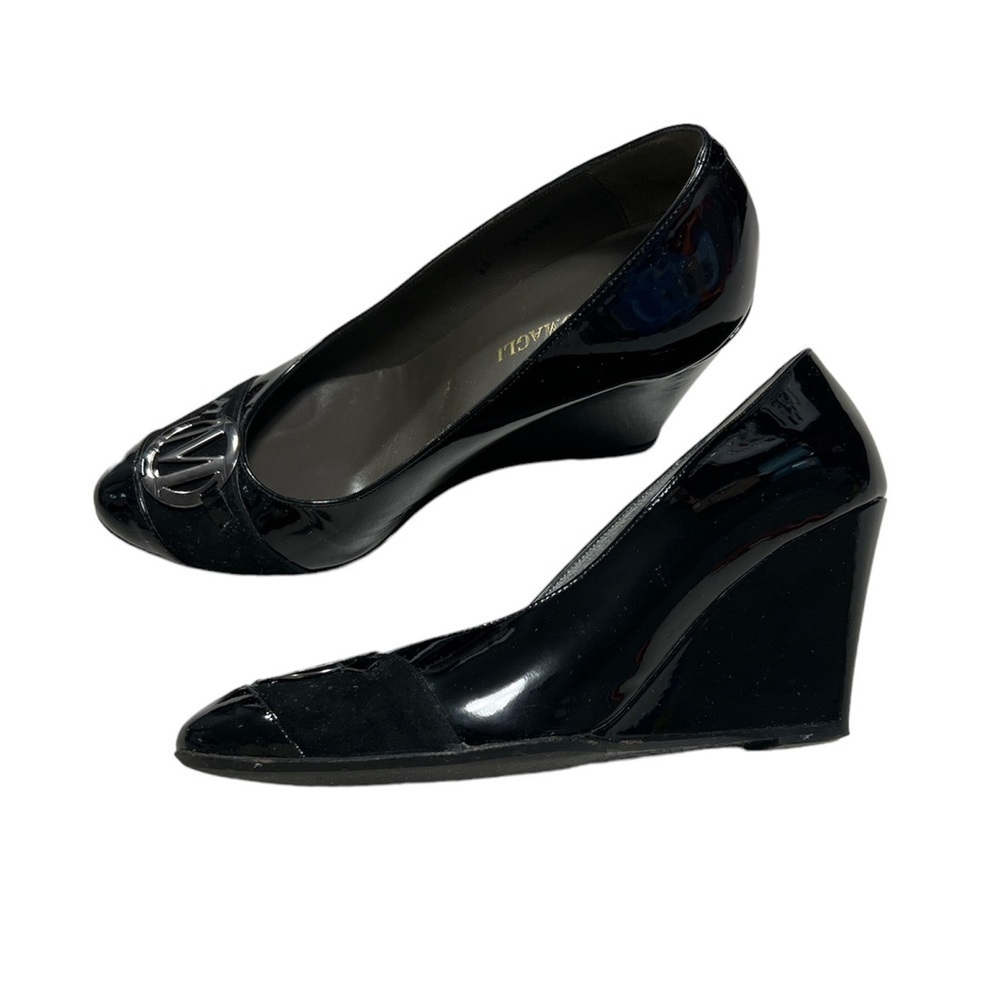 Bruno Magli “M” Patent Leather Wedge Shoes